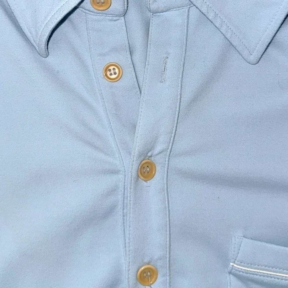 Theory Men’s Blue Popover Polo Shirt M | 4-Button Placket, Chest Pocket - Picture 2 of 14